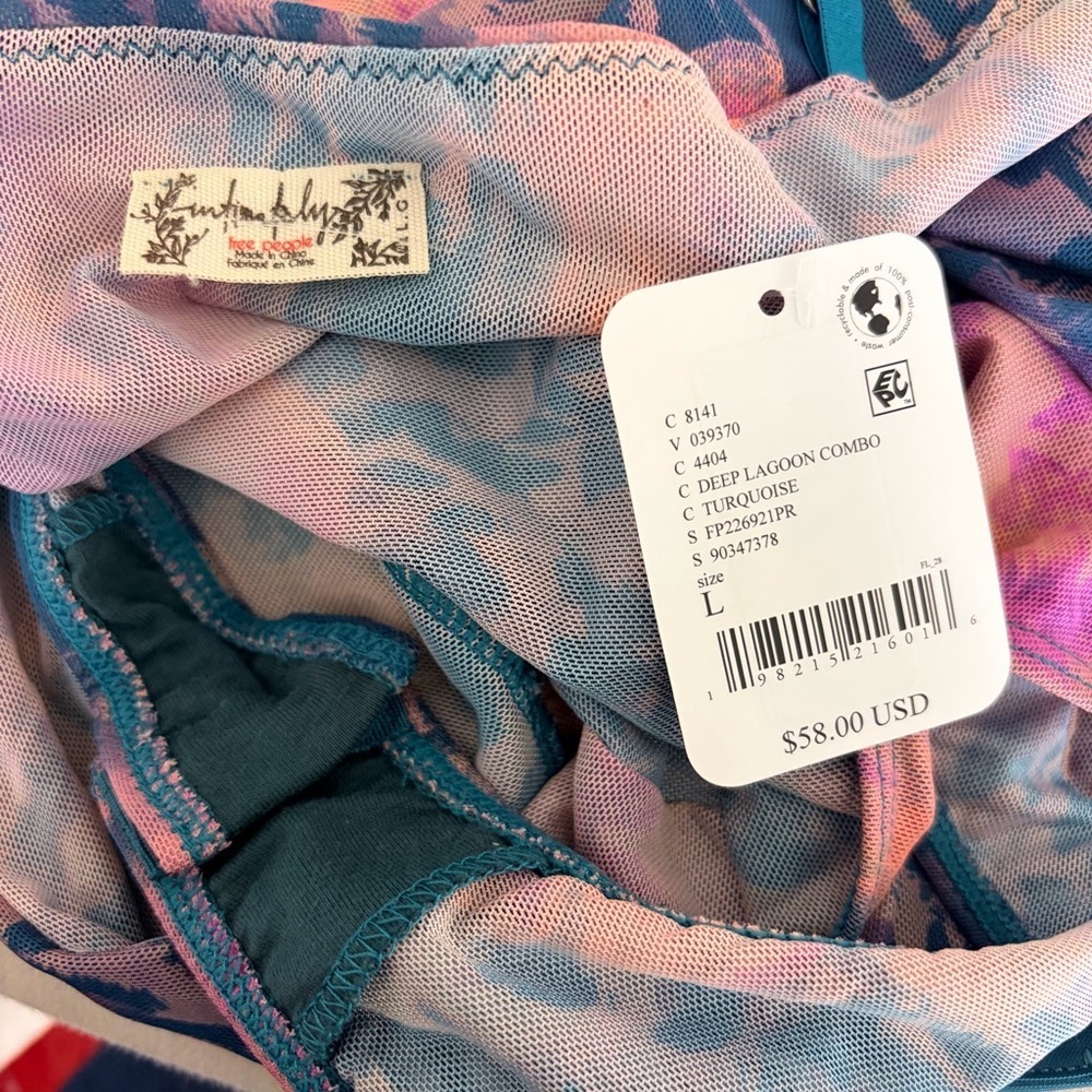 Free People Floral Bodysuit in Blue and Purple Deep Lagoon Combo | L - Picture 7 of 7